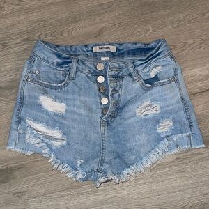 Refuge Women's Light Blue Distressed Jean Shorts